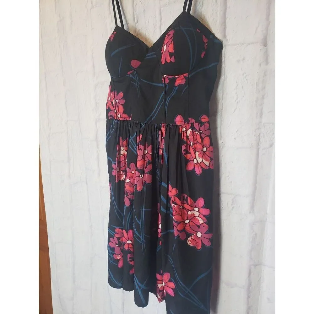 BOG COLLECTIVE Spaghetti Strap Bustier Floral Mini Dress Medium
